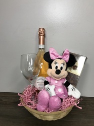 Minnie's Mother's Day Rose Wine Basket Davenport Florist - Same Day Flower Delivery - Flower Power 